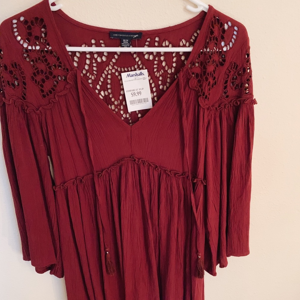 Maroon American Eagle Peasant Dress